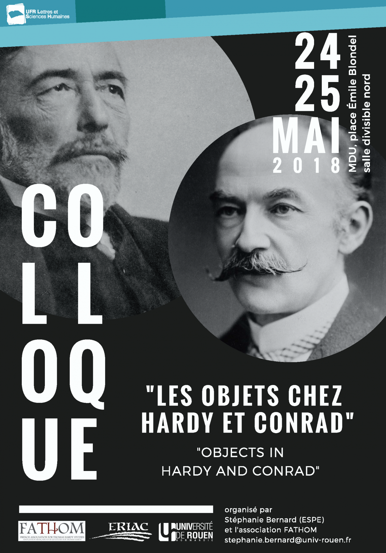 Affiche du colloque "Les objets chez Hardy et Conrad / Objects in Hardy and Conrad"
