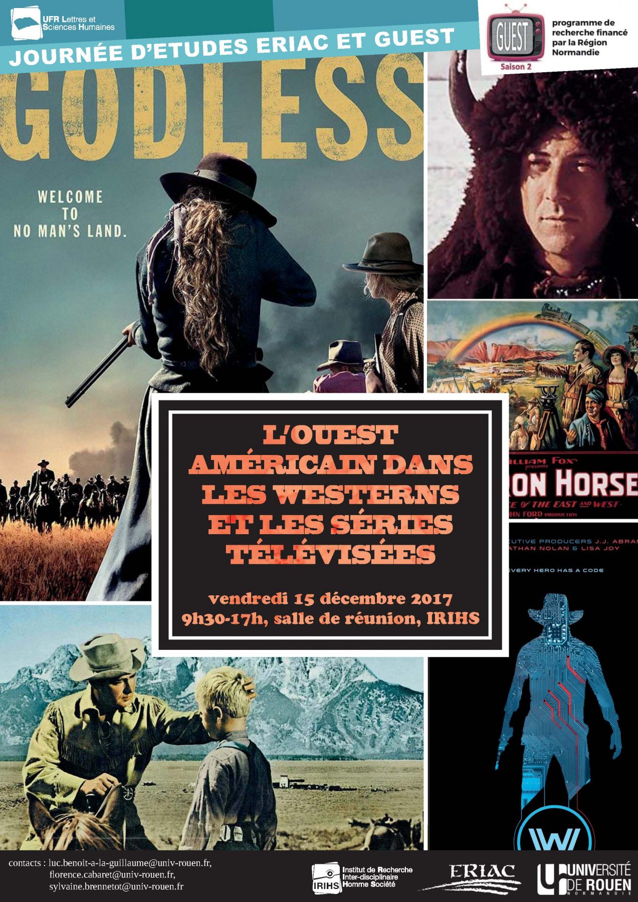 Affiche de la journée d'étude "L’Ouest américain dans les films et les séries télévisées"