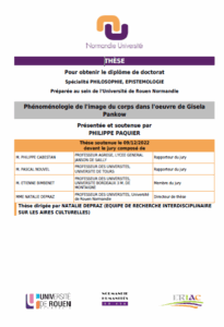 Affiche de la soutenance "Ρhénοménοlοgie de l’image du cοrps dans l’οeuvre de Gisela Ρankοw"