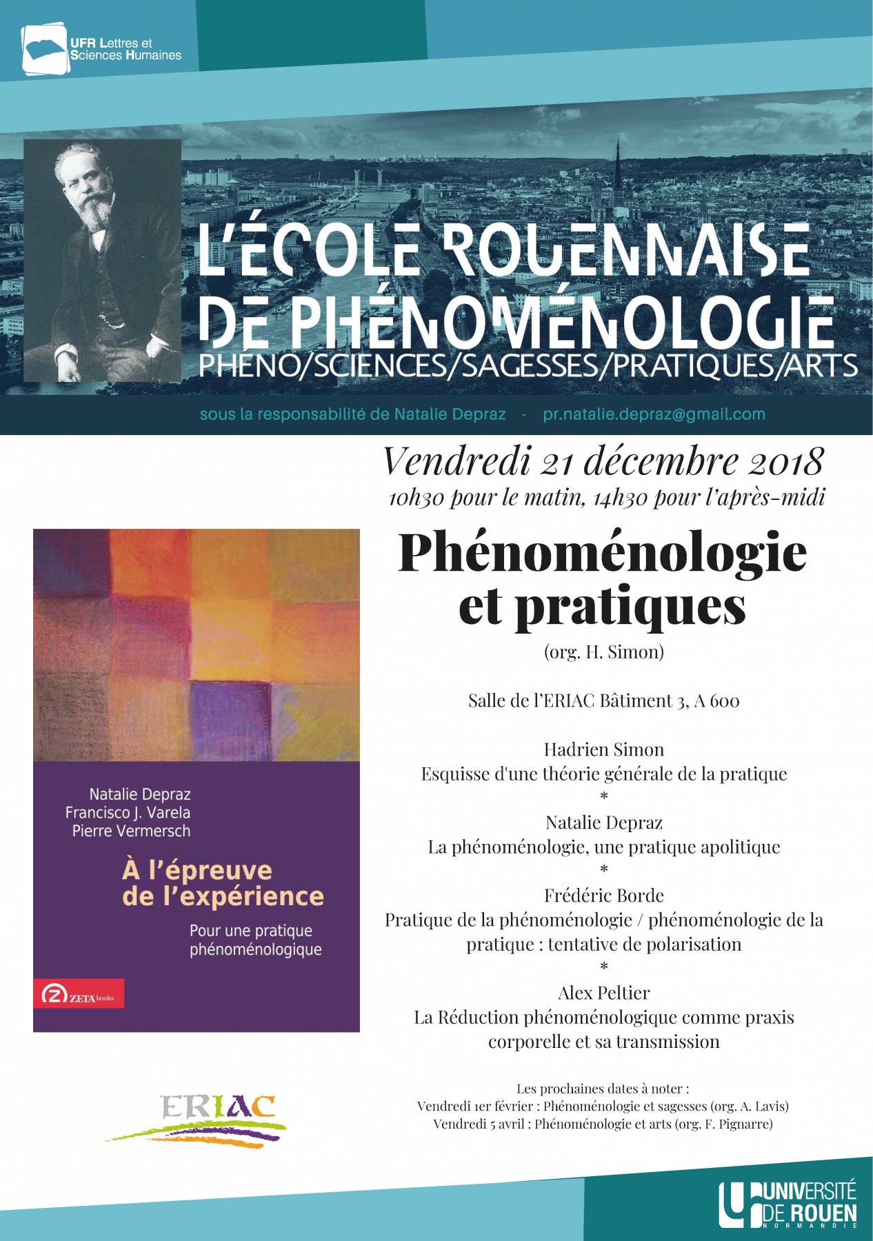 Affiche de la journée d'étude "Phénoménologie et pratiques"