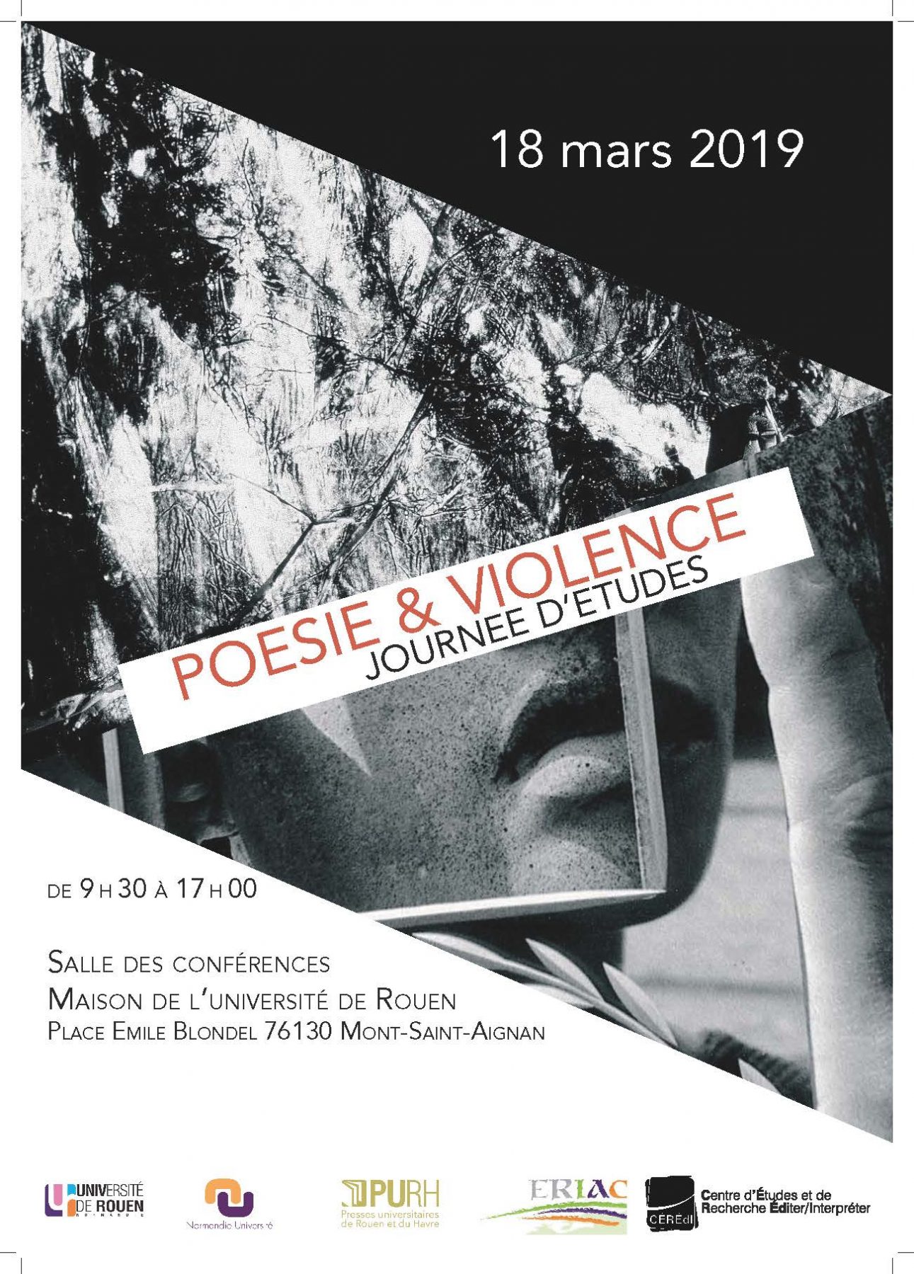 Affiche de la journée d'étude "Poésie et violence"
