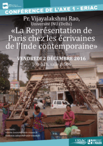 Affiche de la conférence "La représentation de Paris chez les écrivaines de l’Inde contemporaine"