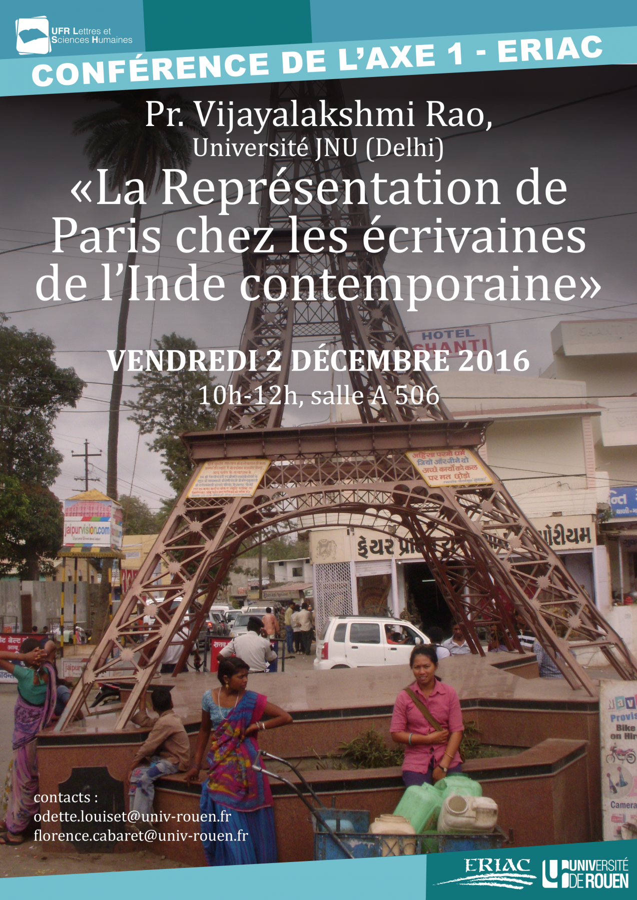 Affiche de la conférence "La représentation de Paris chez les écrivaines de l’Inde contemporaine"