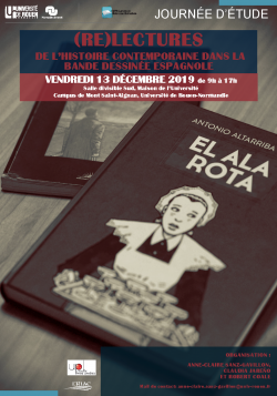Affiche de la journée d'étude "(Re)lectures de l’histoire contemporaine dans la bande dessinée espagnole"