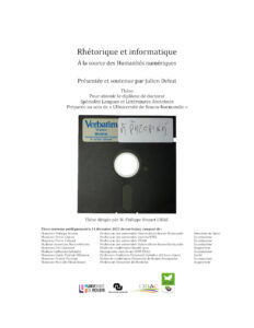 Affiche de la soutenance "Rhétorique et informatique. À la source des Humanités numériques"