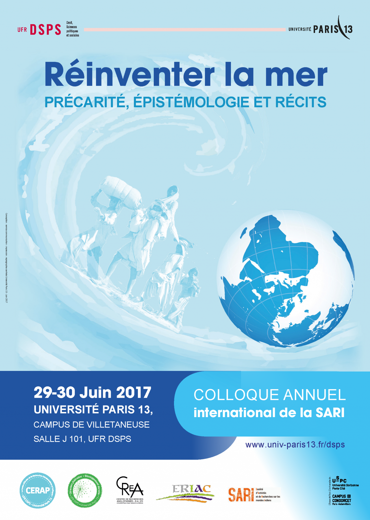 Affiche du colloque "Colloque annuel international de la SARI « Réinventer la mer – Précarité, épistémologie et récits »"