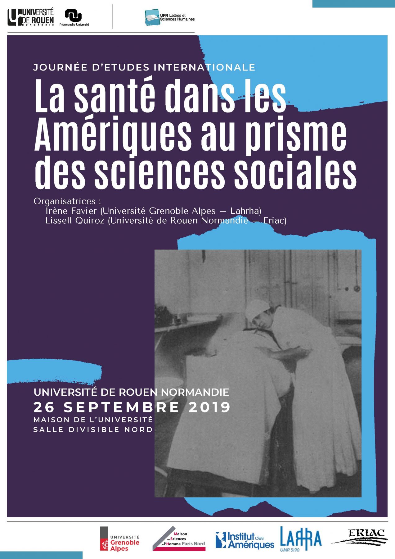 Affiche de la journée d'étude "La santé dans les Amériques au prisme des sciences sociales"