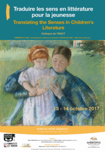Affiche du colloque "Traduire les sens en littérature pour la jeunesse | Translating the Senses in Children’s Literature"