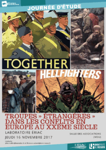 Affiche de la journée d'étude "Troupes « étrangères » dans les conflits en Europe : mémoires, histoire et fiction au XXe siècle"