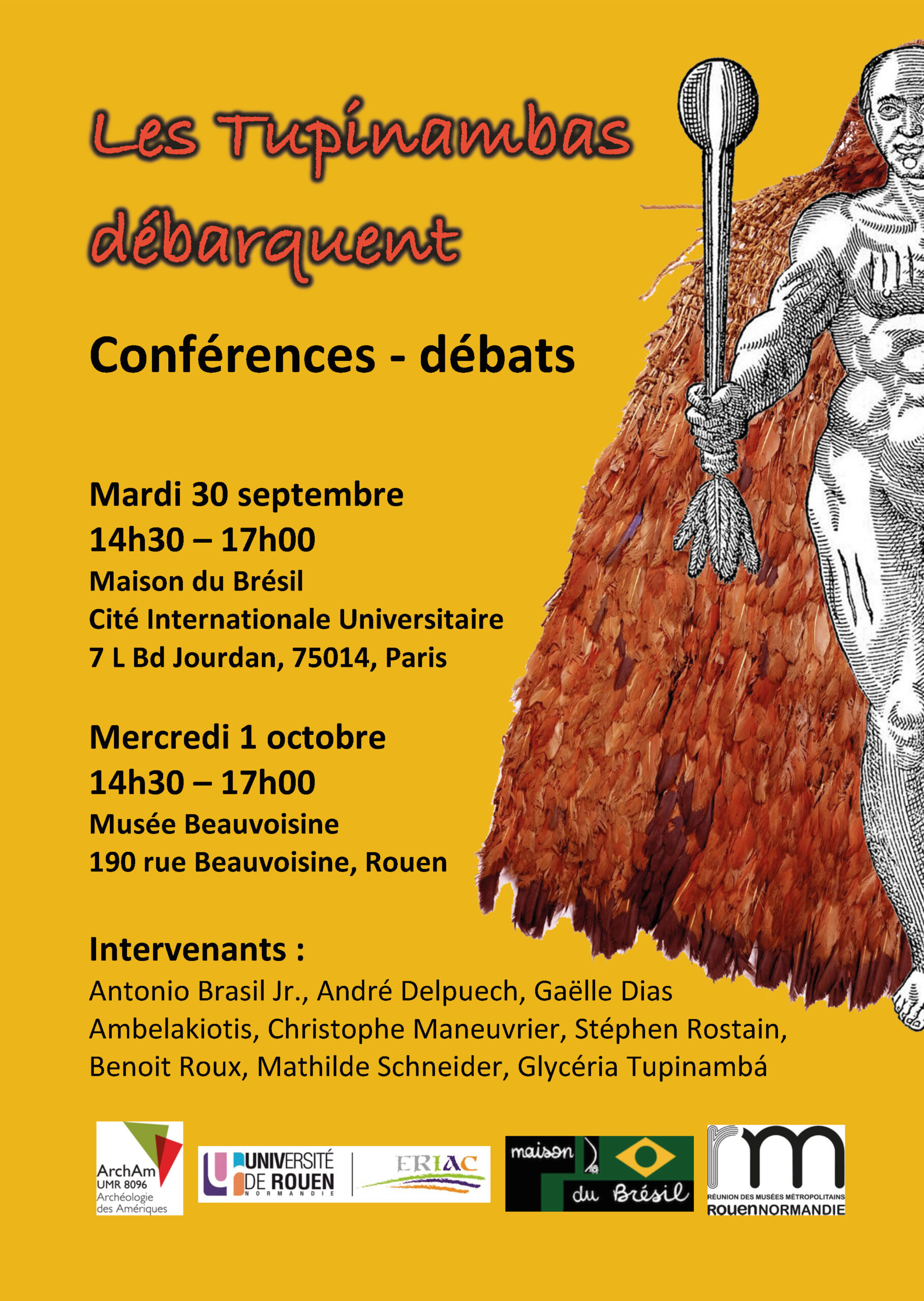 Affiche des conférences "Les Tupinambás débarquent"