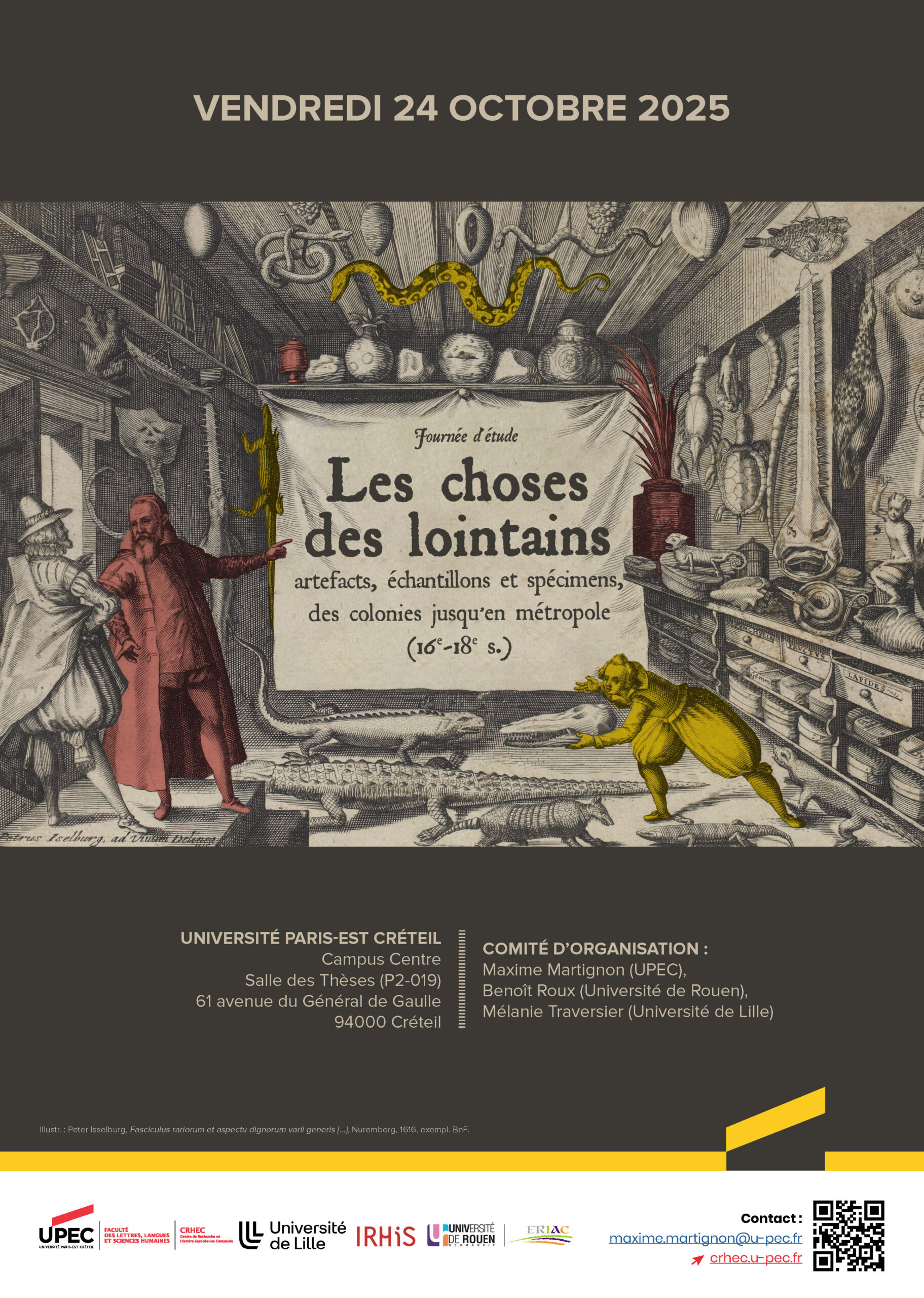 Affiche de la journée d'étude "Les choses des lointains : artefacts, échantillons et spécimens, des colonies jusqu’en métropole (16e-18e siècles)"