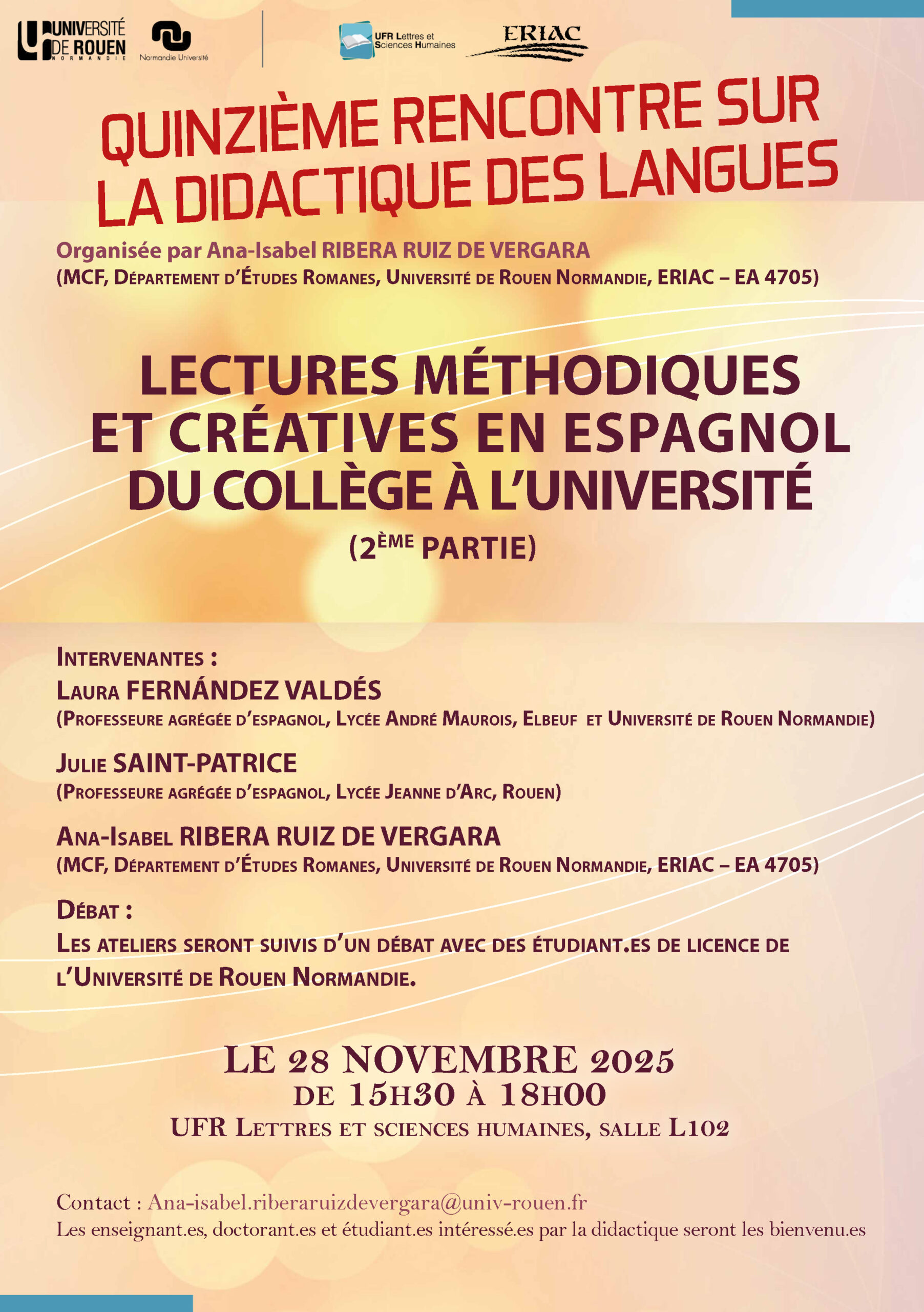 Affiche de la quinzième Rencontre sur la didactique des langues