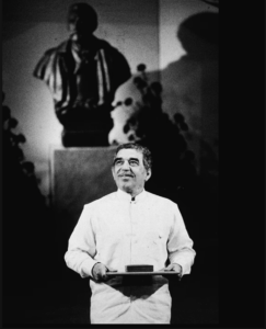 Affiche de la conférence "(Re)lire Gabriel Garcia Marquez au XXIe siècle : quand le grand écrivain politique des Amériques devient politiquement incorrect"