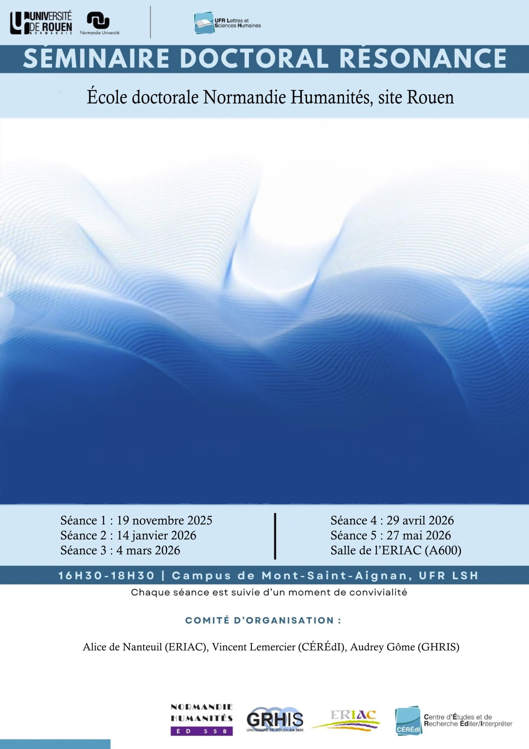 Affiche du séminaire doctoral Résonance 2025-2026