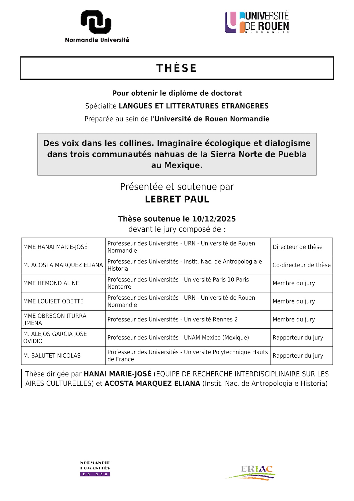 Couverture de la thèse de Paul Lebret