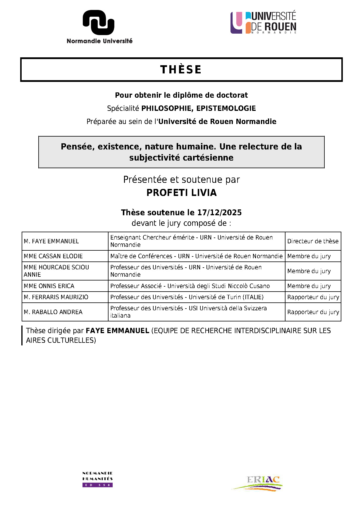 Couverture de la thèse de Livia Profeti