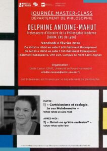 Affiche de la Master class de la philosophe Delphine Antoine-Mahut