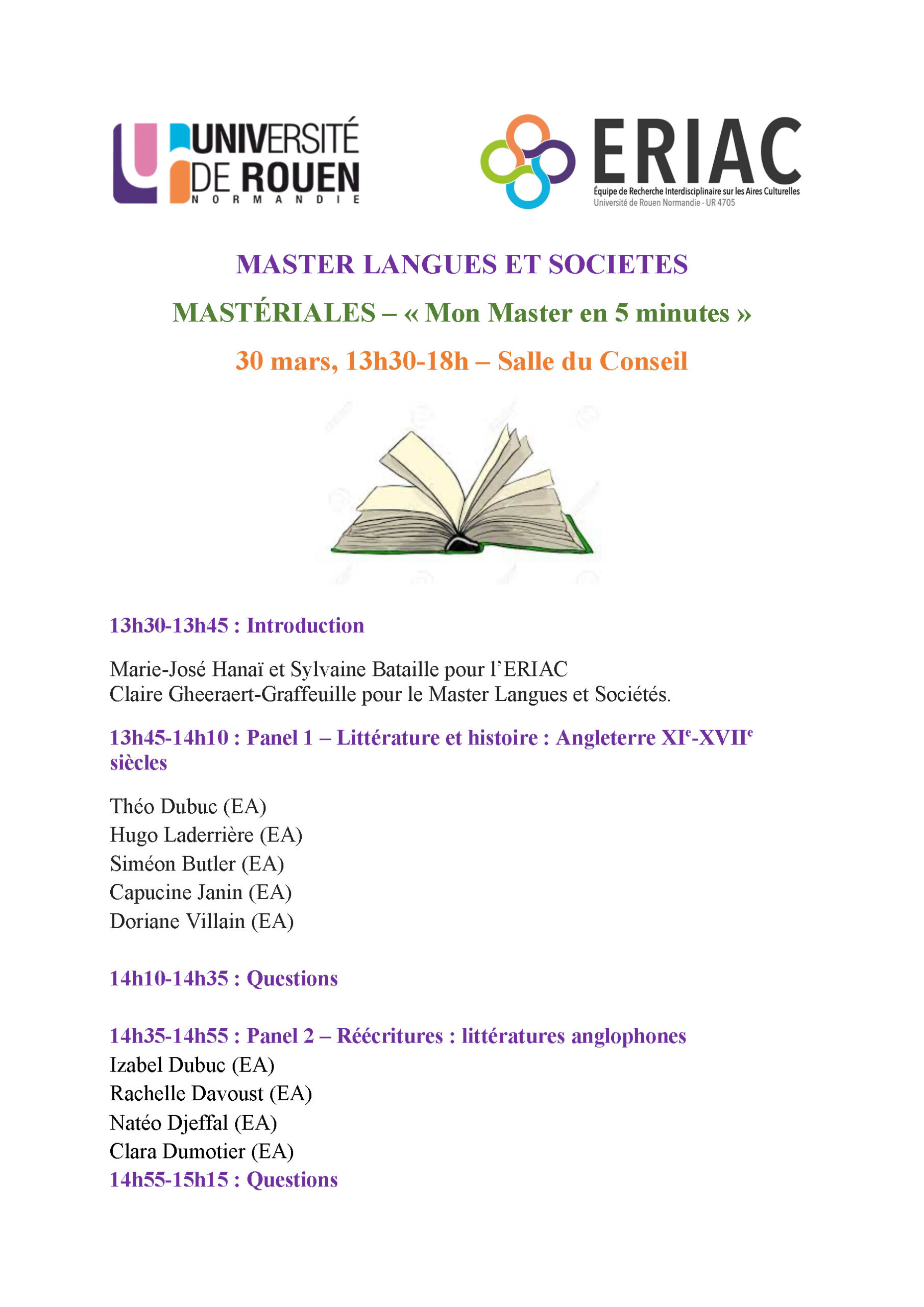 Affiche des Mastériales LES 2026