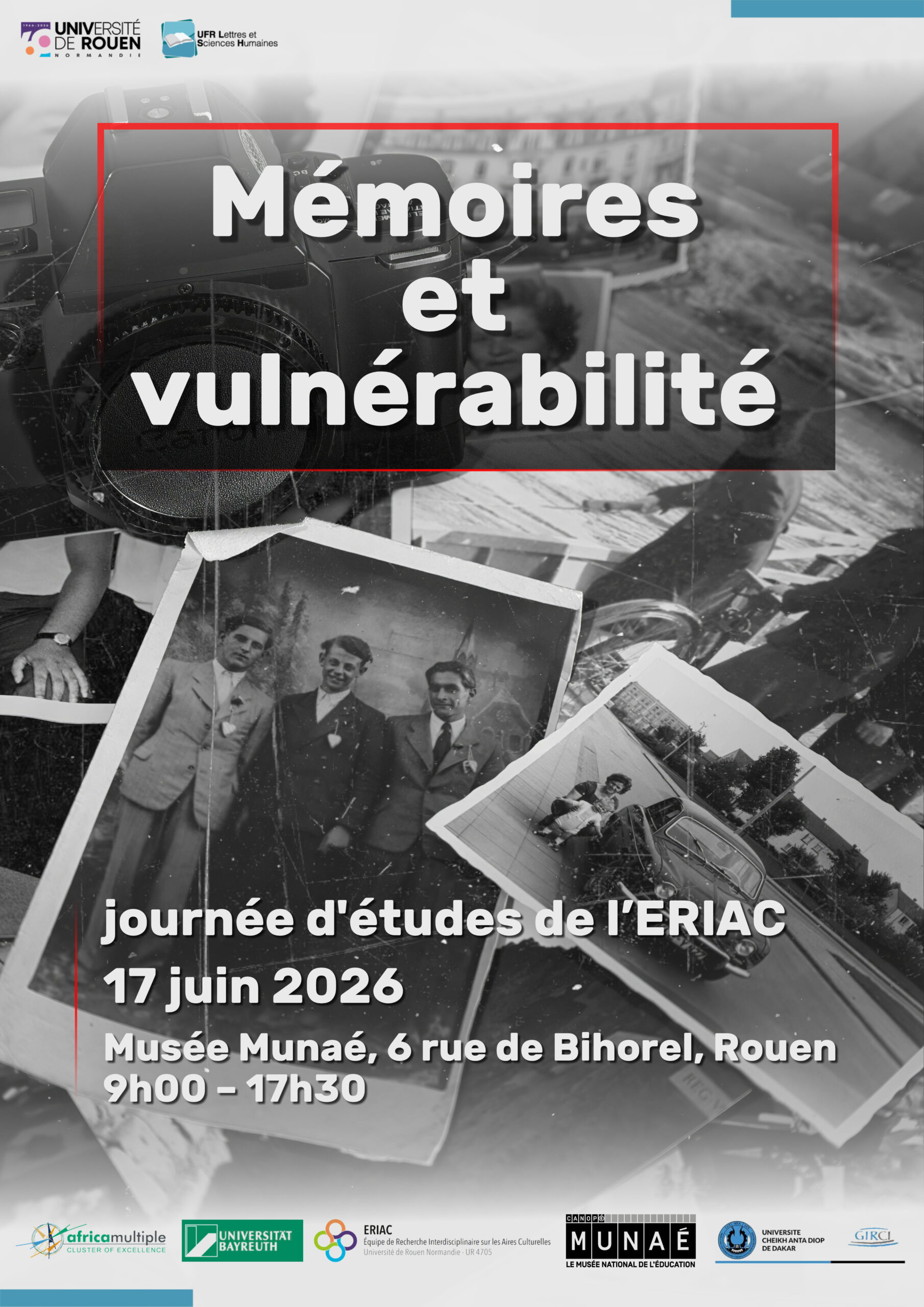Affiche de la journée d'étude "Mémoires et vulnérabilité"