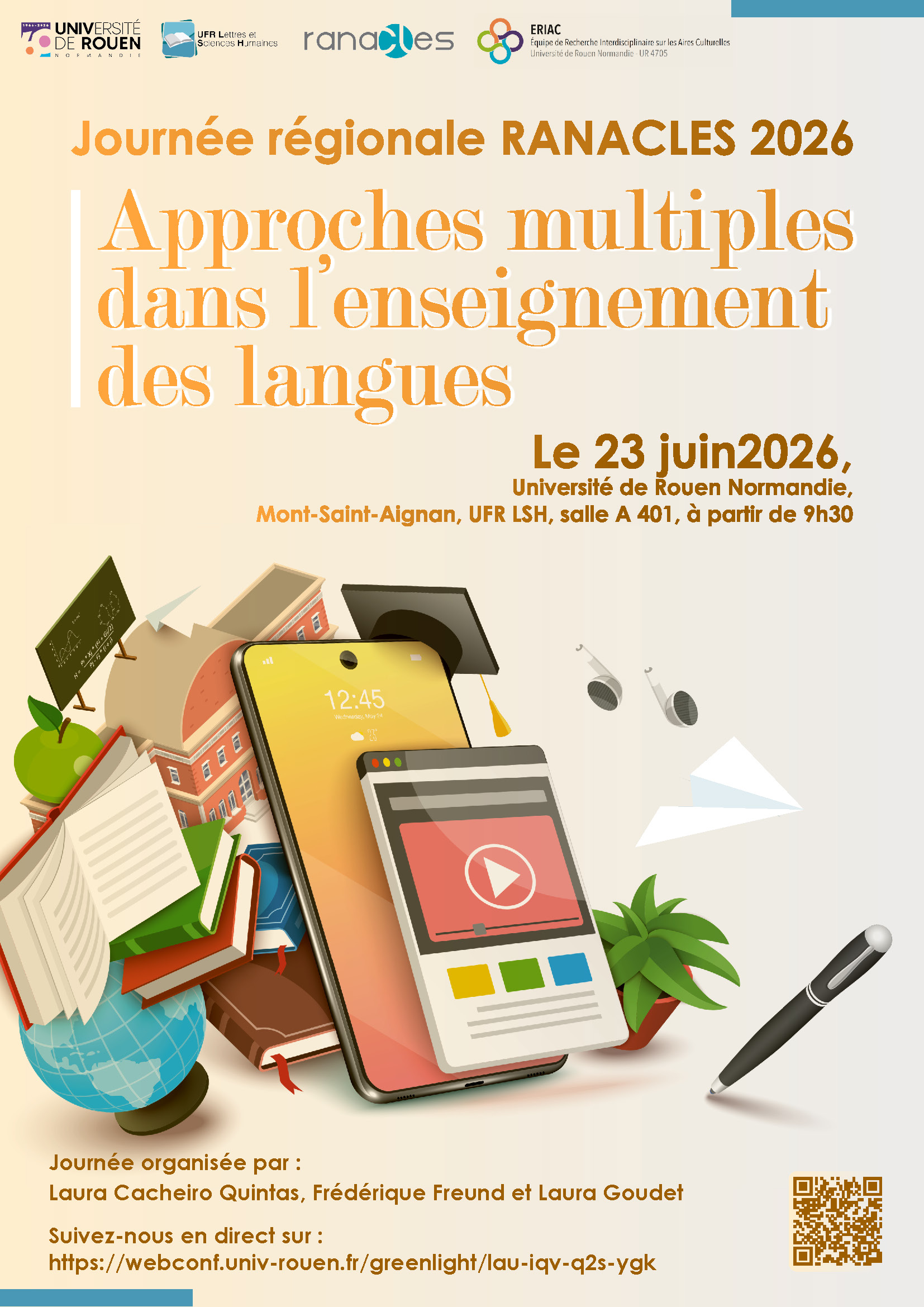 Affiche de la journée "Ranacles 2026 - Approches multiples dans l'enseignement des langues"