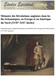 Couverture de "Mémoire des Révolutions anglaises dans les îles britanniques, en Europe et en Amérique du Nord (XVIIe-XIXe siècles)"