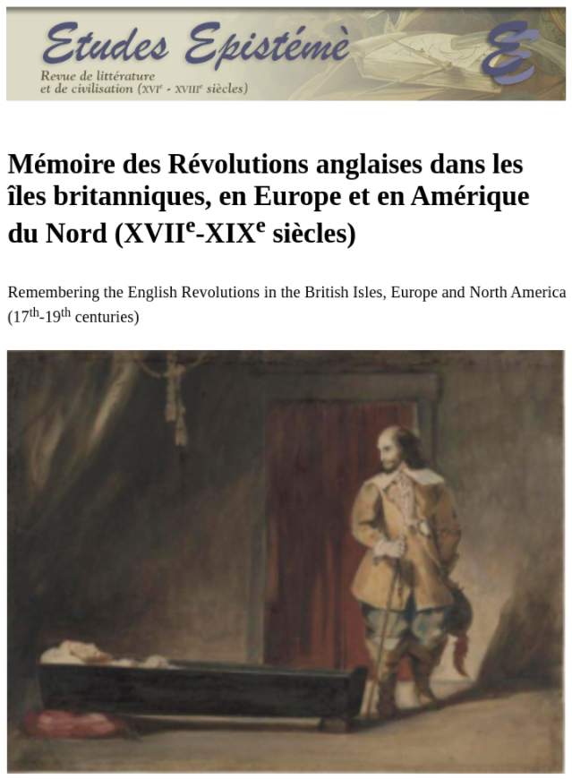 Couverture de "Mémoire des Révolutions anglaises dans les îles britanniques, en Europe et en Amérique du Nord (XVIIe-XIXe siècles)"
